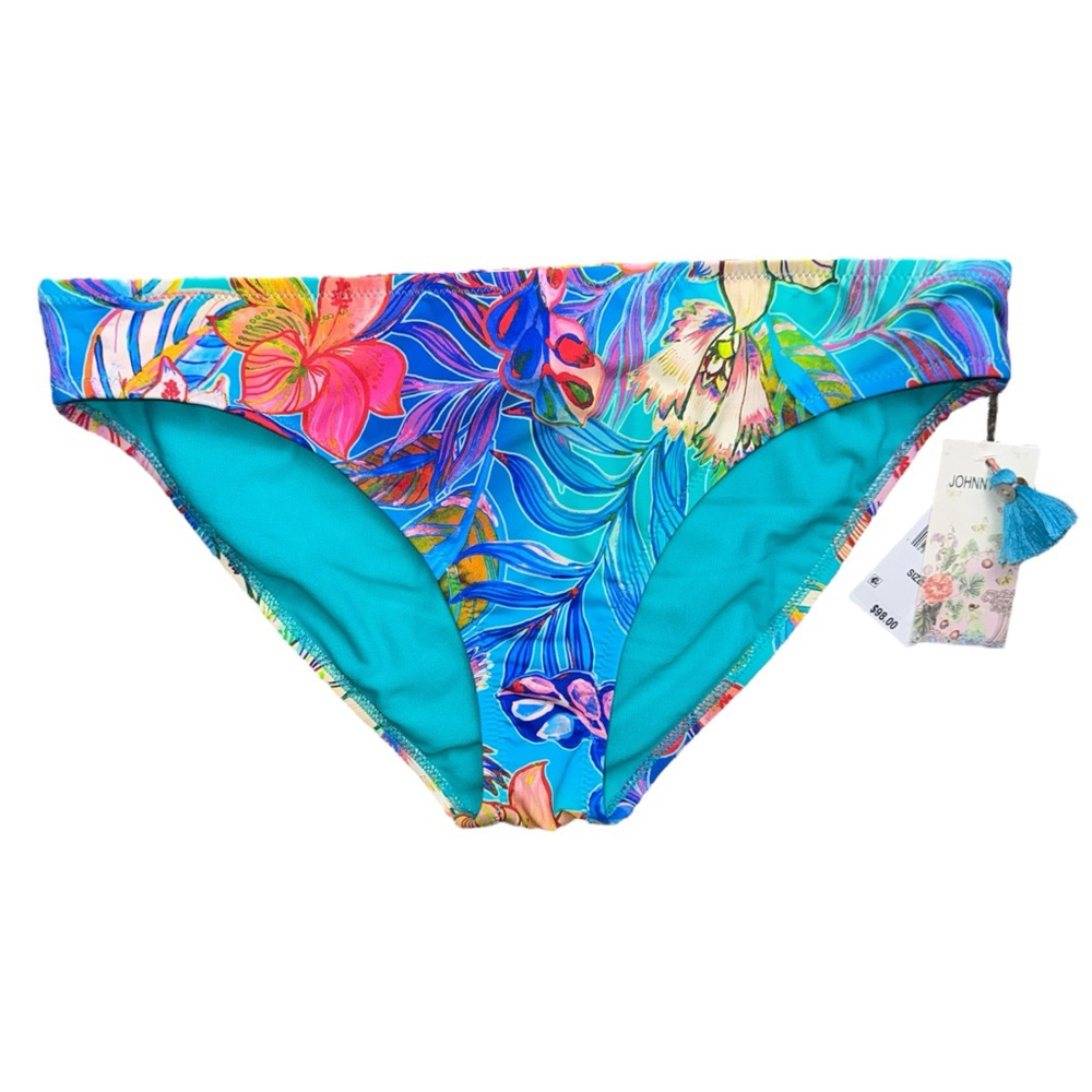 NWT Johnny Was Bikini Bottoms Size Large Blue Multi-color